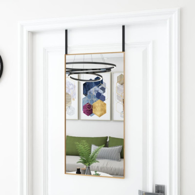 vidaXL Oglindă pentru ușă, auriu, 40x80 cm, sticlă și aluminiu foto