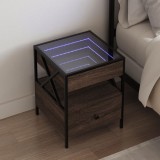 VidaXL Noptieră cu LED infinity, stejar maro, 40x40x51 cm