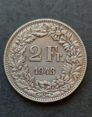 Moneda de argint - 2 Francs 1943 B, Elvetia - B 2156 foto