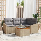 vidaXL Set de Sofa de Grădină 5 pcs Bej, gri deschis 55 x 55 x 37 cm