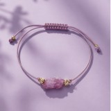 Cumpara ieftin Bratara reglabila turmalina roz cristal brut - auriu - protectie si armonie