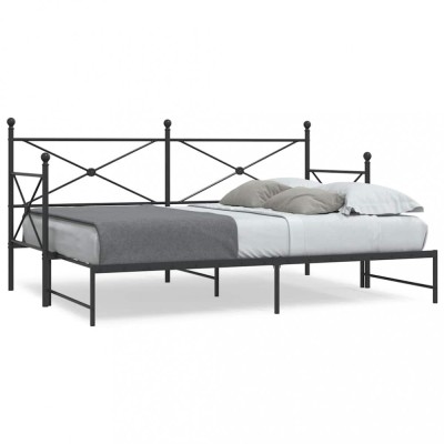vidaXL Pat de zi cu șutul fără saltea Negru 90x190 cm Oțel 4104674 foto