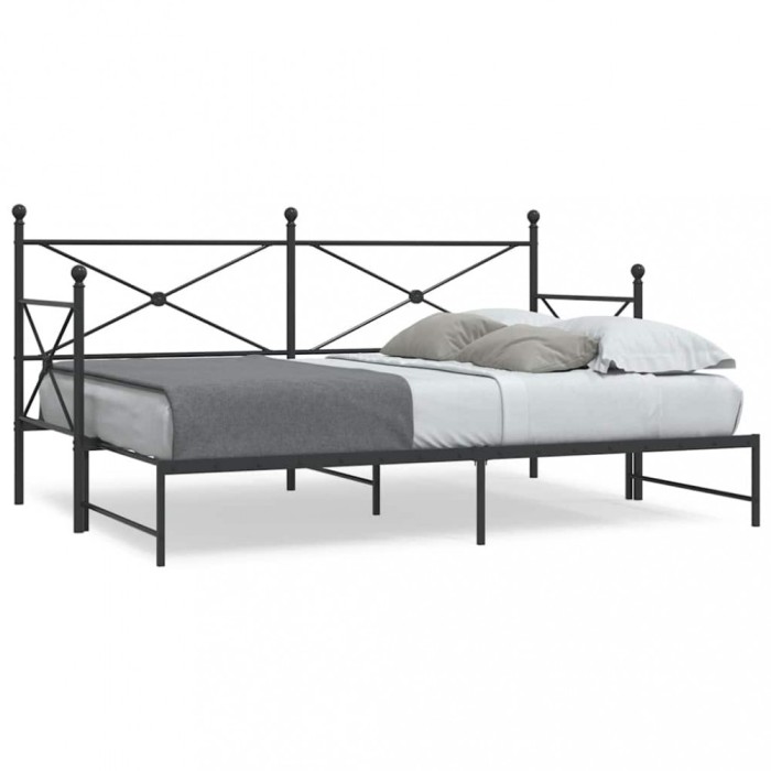 vidaXL Pat de zi cu șutul fără saltea Negru 90x190 cm Oțel 4104674