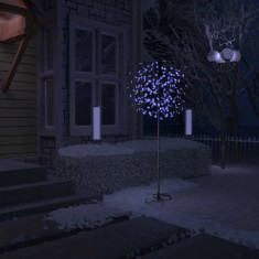 vidaXL Pom Craciun, 200 LED-uri lumina albastra, flori de cire? 180 cm foto