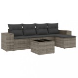 Cumpara ieftin Set mobilier gradina cu perne, 6 piese, gri, poliratan