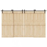 VidaXL Set feronerie pentru uși glisante, negru, 366 cm, oțel
