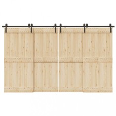 vidaXL Set feronerie pentru uși glisante, negru, 366 cm, oțel