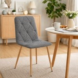 Scaun dining Artool Libra, textil gri inchis, picioare metal finisaj natur