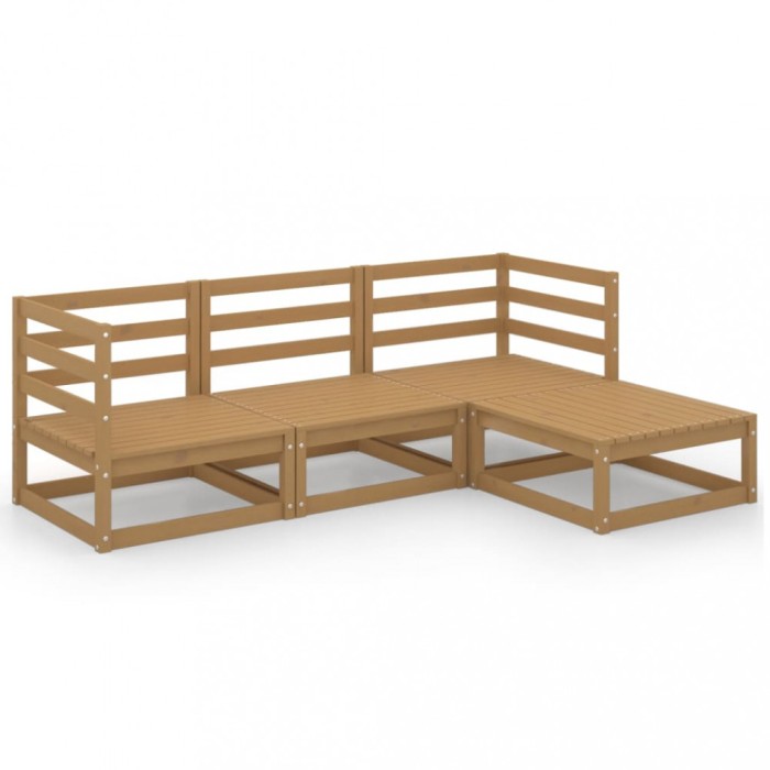 Set mobilier de gradina, 4 piese, maro miere, lemn masiv de pin