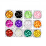 Cumpara ieftin Set 12 decoratiuni paiete pentru unghii, hexagon, diverse culori