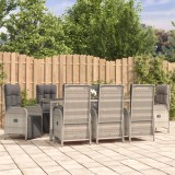 VidaXL Set mobilier grădină cu perne, 9 piese, gri, poliratan