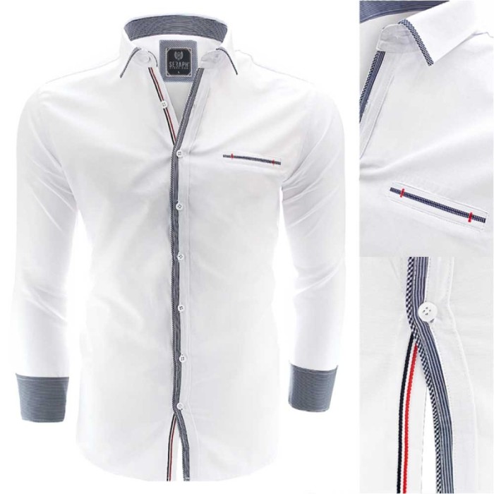 Camasa pentru barbati, alb, Slim fit, casual, cu guler - Follonica Camasa pentru barbati, alb, Slim fit, casual, cu guler - Follonica