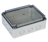 Doza cutie de jonctiune distributie 240x190x90mm aplicata transparenta forma de presetupe grad de protectie IP67, XBS