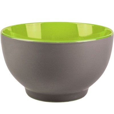 Bol Ceramic, Model Unic, Capacitate 600ml, Culoare Gri/Verde Lime foto