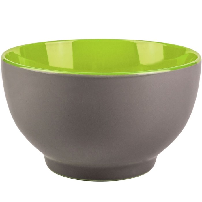 Bol Ceramic, Model Unic, Capacitate 600ml, Culoare Gri/Verde Lime