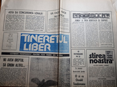 ziarul tineretul liber 22 august 1990-procesul comunistilor,art.gara de nord foto