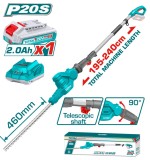 Trimmer telescopic pentru gard viu TOTAL 20V, cu acumulator si incarcator