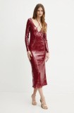 Bardot rochie VERONA culoarea bordo, midi, mulată, 58859DB