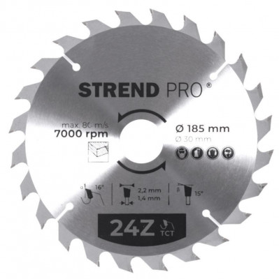 Strend Pro TCT 185x2.2x30/20 mm 24T, p&amp;acirc;nza de ferăstrău pentru lemn, SK feliat foto