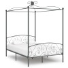 VidaXL Cadru de pat cu baldachin, gri, 120 x 200 cm, metal 284482