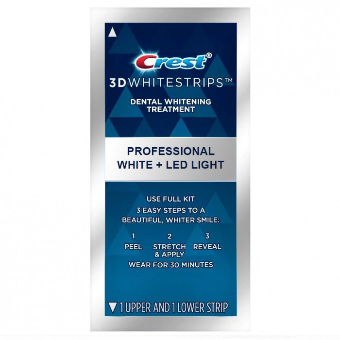 Benzi Albirea Dintilor, Crest, 3D White, Professional White LED, Concentratie 10%, 1 plic, 2 benzi