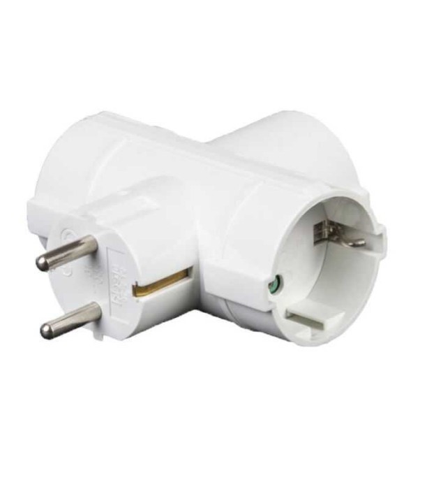 Stecher triplu in T cu contact protectie 3x Schuko 16A 3500W Modee