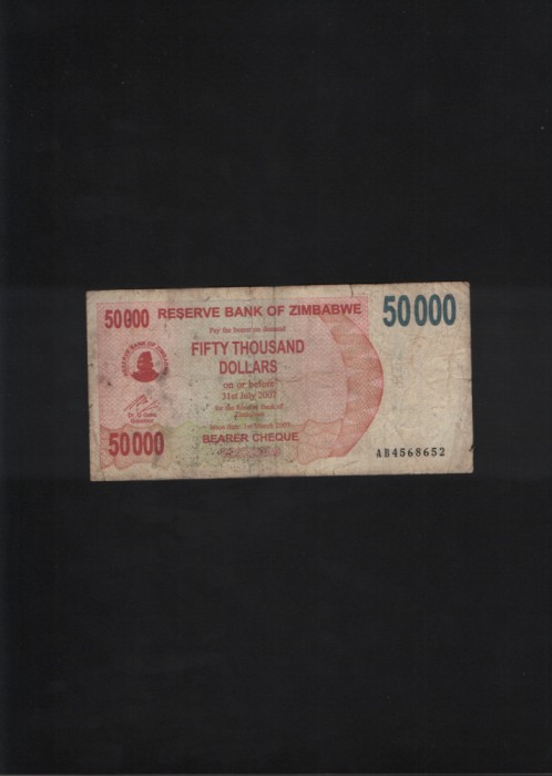 Rar! Zimbabwe 50000 dollars 2007 seria4568652
