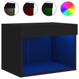 Noptiera cu lumini LED montata pe perete, negru, DKD Home Decor