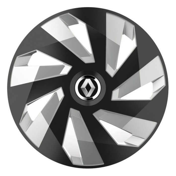 Set 4 Capace Roti, potrivite jantelor de R14, pentru Renault, model vector black and silver