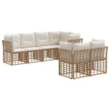 vidaXL Set de canapele de exterior cu pernă 7 pcs natural Poliester 3437512