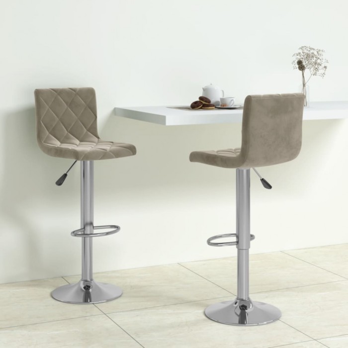 vidaXL Scaune de bar, 2 buc., gri deschis, catifea 333687