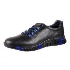 Pantofi sport barbati piele naturala Dyany Spin - negru-blue - Fabricat &icirc;n Bucovina