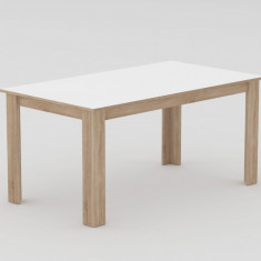 Masa dining/bucatarie, 160x90 cm, sonoma cu alb, dreptunghiulara, PAL, design unic, Sasta by Fichi