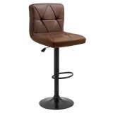 Cumpara ieftin Scaun bar metal negru piele ecologica maro Selest 43x51x90-111 cm