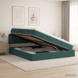 Cumpara ieftin Pat cu storage cu headboard Verde inchis 180 x 200 cm Catifea