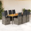 Gossi set bistro de gradina cu perne, 9 piese, gri, poliratan