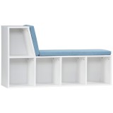 HOMCOM Biblioteca banc 2 in 1 cu 5 compartimente de depozitare si 2 perne 108 x 30 x 60 cm alb albastru | Aosom Romania