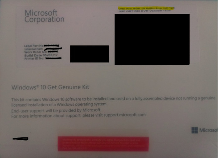 Microsoft Ggk Windows 10 Pro 64 Bit Engleza Licenta De