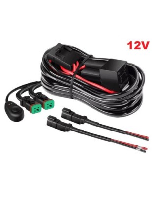 Cablaj cu buton si releu 12V pentru 2 proiectoare led/led bar pana la 288W foto