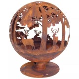Cumpara ieftin Șemineu exterior Esschert Design FF261, 57.5x57.5x66cm, metal ruginiu, decorativ cu model laser