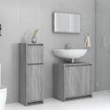 Set mobilier baie Gossi, 3 piese, gri sonoma, lemn prelucrat, oglinda 60x45cm, dulap lavoar 61x33x61cm, dulap mediu 30x30x95cm