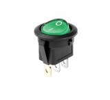 Cumpara ieftin Intrerupator rocker rotund cu iluminare verde 6A 250V, 3 pini, 20mm, FL3-KCD1-101-08-GREEN