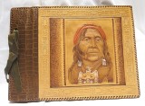 ALBUM FOTO VINTAGE DIN PIELE NATURALA DECOR CU NATIV AMERICAN INDIAN 21/28 CM
