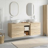 Cumpara ieftin Set dulap baie 3 buc. Stejar Sonoma 129 x 41 x 80 cm