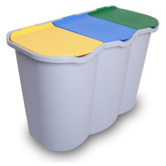 Cos De Gunoi Cu 3 Compartimente Pentru Reciclare Heinner Plastic 80L Multicolor 31525028