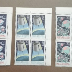 TIMBRE ROMANIA MNH LP611/1965 COSMONAUTICA I bloc de 4 timbre