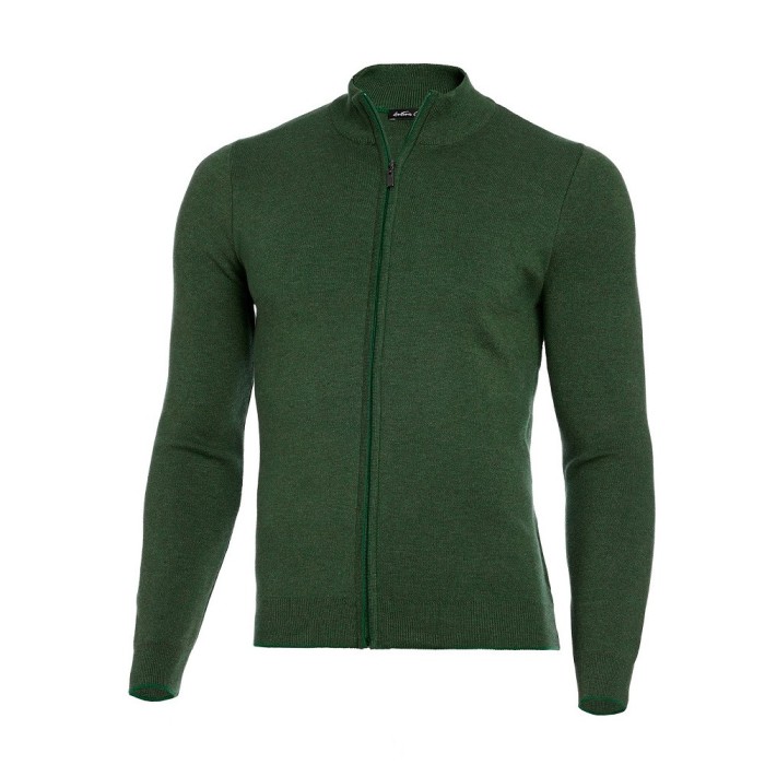 Pulover bărbați cu fermoar verde PL018