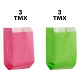 Set Pungi pentru Cadouri din Hartie, 12x8x21cm, 6 buc, Fucsia si Verde Lime, CMCLASS
