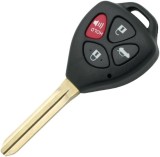 Carcasa Cheie Auto 4 Butoane Compatibila Toyota Corolla, RAV4, Yaris, Camry, Avalon &ndash; model 3+1 cu buton rosu PANIC