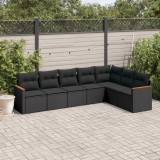 Gossi set canapele de gradina cu perne, 7 piese, negru, poliratan